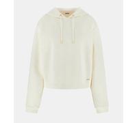 Guess 3D Peony Hoodie Sweatshirt Felpa Latte Loghi Rilievo Donna V5YQ04KBSL2-F0E