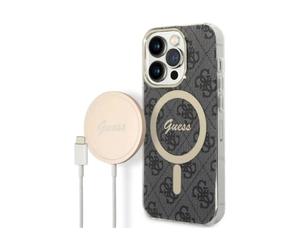 Guess 4G Bundle Pack Custodia e caricabatterie MagSafe, nero/oro - iPhone 14 Pro Max