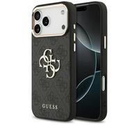 Guess 4G Metal Logo Gold Frame Case per iPhone 17 Pro Max Black