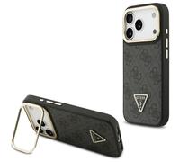 Guess 4G PU Triangle Logo & Support Camera MagSafe Case per iPhone 17 Pro Nero