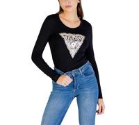 Guess Abbigliamento Donna T-shirt S Nero LS CN LEO TRIANGLE TEE
