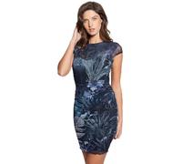 Guess Abito Aida a Maniche Corte da Donna, Stampa Tropicale incisa Scura, L