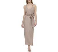 Guess Abito da Donna con Allacciatura in Vita a Pieghe con Cristalli, Talpa, 52