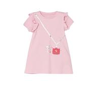 GUESS Abito da ragazza in tessuto interlock a maniche corte Eco, Cotton Candy Rosa, 5 anni