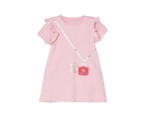 GUESS Abito da ragazza in tessuto interlock a maniche corte Eco, Cotton Candy Rosa, 6 anni