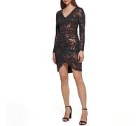 Guess Abito Tubino a Maniche Lunghe da Donna, Nero/Bronzo, 38