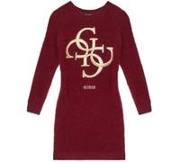 GUESS Abito Vestito Ragazza 14 Anni - 164 cm in Morbida pelliccetta Color Bordeaux con Logo Centrale