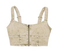 Guess - Aged Zip Bustier Denim Top - - Tops - Donna - Beige - L