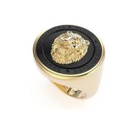 GUESS Anello sigillo testa di leone da uomo in acciaio inox, oro, Acciaio inossidabile