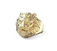 GUESS Anello uomo LION KING JUMR01307JWYG acciaio inossidabile dorato testa leone, Única, Metallo, Nessuna pietra preziosa