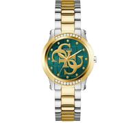 Guess Annette GW0861L4 Women’s 36 mm Two-Tone Quartz Watch - Green Dial, Crystal Bezel, Recycled Steel