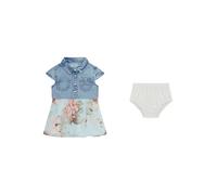 GUESS Baby-Girls Manica Corta Tessuti Misti Vestito e Pannolino Copertura, Combinazione Collage Farfalla Azzurro, 6 Mesi