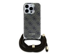 Guess, Backcover per iPhone 16 Pro con tracolla stampata IML 4G, Marrone