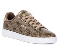 Guess Beckie Logo In Tutto Basso Lace Up Trainer Donna In Beige EU 36-42