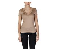 Guess - Beige V-Neck Lyocell T-Shirt - - Tops - Donna - Beige - L