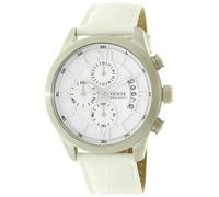 Guess Bianco Coccodrillo Pelle + Color Argento Cronografo + Romano Numeri
