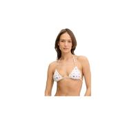 GUESS Bikini Top Triangolo 4G Logo Peony, Bianco con Stampa Multicolore, 82% Poliestere 18% Elastane, Imbottitura Amovibile, Laccetti Regolabili