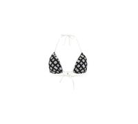 GUESS Bikini Triangolo, Nero/Bianco con Stampa Logo, Imbottitura Rimovibile