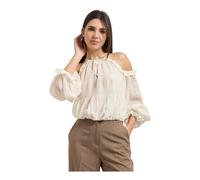 Guess, ,Blouses & Shirts ,Donna ,Beige ,L Emilia Camicia a Spalle Scoperte a Maniche Lunghe