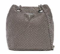 Guess Borsa A Secchiello Con Coulisse E Tracolla In Catena Con Strass In Argento