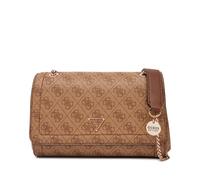 GUESS Noelle II Convertible Xbody Flap Bag Latte Logo / Brown