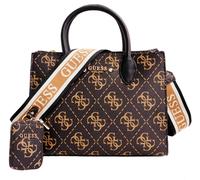Guess Borsa Donna Spalla Rea High Society Satchel Marrone 4G Logo Nuova