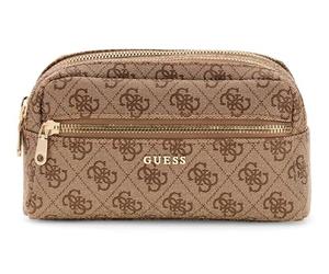 GUESS borsa per utensili borsa da toilette Double Zip Organizer Latte Logo marrone chiaro