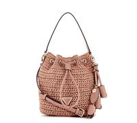 GUESS Borsa Secchiello Ofelia in Paglia, Coral Pink, 24 x 22 x 10 cm, con Tracolla Amovibile e Regolabile, Chiusura a Coulisse