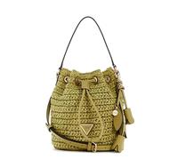 GUESS Borsa Secchiello Ofelia in Paglia, Olive, 24 x 22 x 10 cm, con Tracolla Amovibile e Regolabile, Chiusura a Coulisse