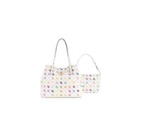 GUESS borsa shopper borsa a tracolla Emelie Logo Large 2 In 1 Tote Bag Multi Logo bianco