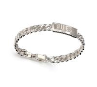 Guess Bracciale da Uomo Gioiello Realizzato in Acciaio di Colore Acciaio. Bracciale a Catena con Tag e Logo. Dimensione Dettaglio 8mm. Misura Gioiello: S. La referenza è JUMB05015JWSTS