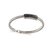 Guess Bracciale da Uomo Gioiello Realizzato in Acciaio di Colore Acciaio/Nero. Bracciale con Tag pavé, Misura 10 mm. Misura Gioiello: S. La referenza è JUMB05018JWSTBKS