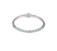 GUESS Silvertone - Bracciale da donna con cerniera e pietra di vetro blu, taglia unica, in metallo, pietra di vetro