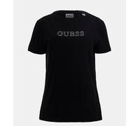 Guess Briana Ss T-Shirt Nera Scritta Lineare Brillantini Donna V3BI11J1314-JBLK