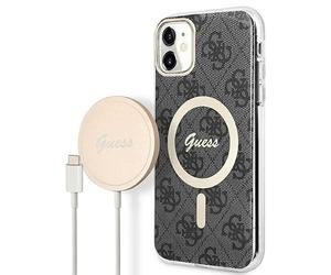 Guess Bundle GUBPN61H4EACSK - Custodia rigida per iPhone 11 da 6,1", stampa 4G, colore: Nero