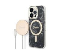 Guess Bundle Pack Custodia IML Marble per Magsafe Nero Oro - iPhone 14 Pro Max