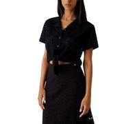 Guess Camicia da donna a maniche corte con occhielli Sharon, Nero corvino, XS
