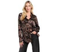 Guess Camicia da Donna a Maniche Lunghe Clarisse Oversize, Stampa Paisley Umber, XL