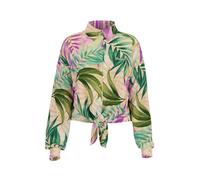 Guess Camicia da Donna Eco a Maniche Lunghe con Fiocco Jun, Stampa Tropical Escape, XL