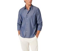 Guess Camicia da Uomo a Maniche Lunghe in Morbido Chambray, Vintage Indaco Multi, M