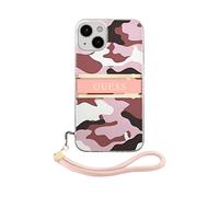 GUESS Camo con cordino in nylon COVER per Apple iPhone 13 Mini, Rosa