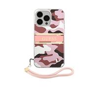 GUESS Camo con cordino in nylon COVER per Apple iPhone 13 Pro, Rosa