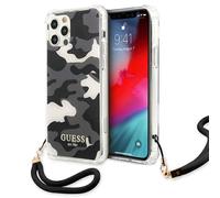GUESS Camo Urban Case Cover iPhone 12/12 Pro TPU Nera Trasparente