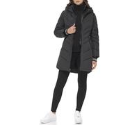 GUESS Cappotto da donna con cappuccio resistente all'acqua per il freddo, nero, X-Large