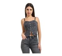 Guess - Cecile Denim Corset Top - - Tops - Donna - Grigio - S