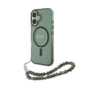 GUESS Cinturino perlato COVER MAGSAFE per Apple iPhone 16 Plus, Verde