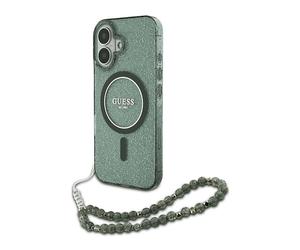GUESS Cinturino perlato COVER MAGSAFE per Apple iPhone 16 Plus, Verde