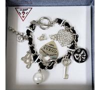 GUESS Cofanetto Argento,Nero,Perla,Cristalli,Cuore,Love,Arco Braccialetto +