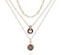 GUESS Collana a strati con doppio ciondolo a forma di tartaruga al sesamo con cristalli dorati