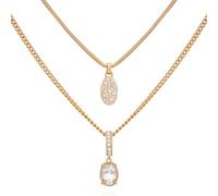 GUESS Collana a strati con pietra di cristallo color oro